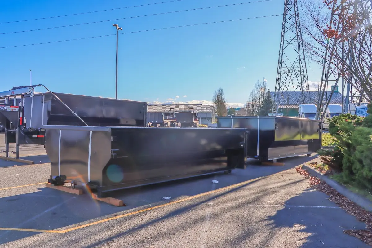 Roll-off dumpster ready for waste disposal at job site for 12 Yard Dumpster Rental in Covina